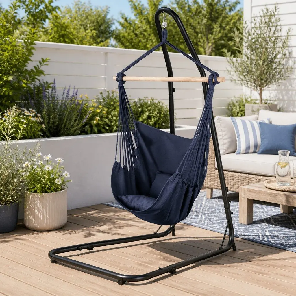 Hammock Chair with Stand A-Frame Heavy Duty Steel 100cm x 45cm x 145cm
