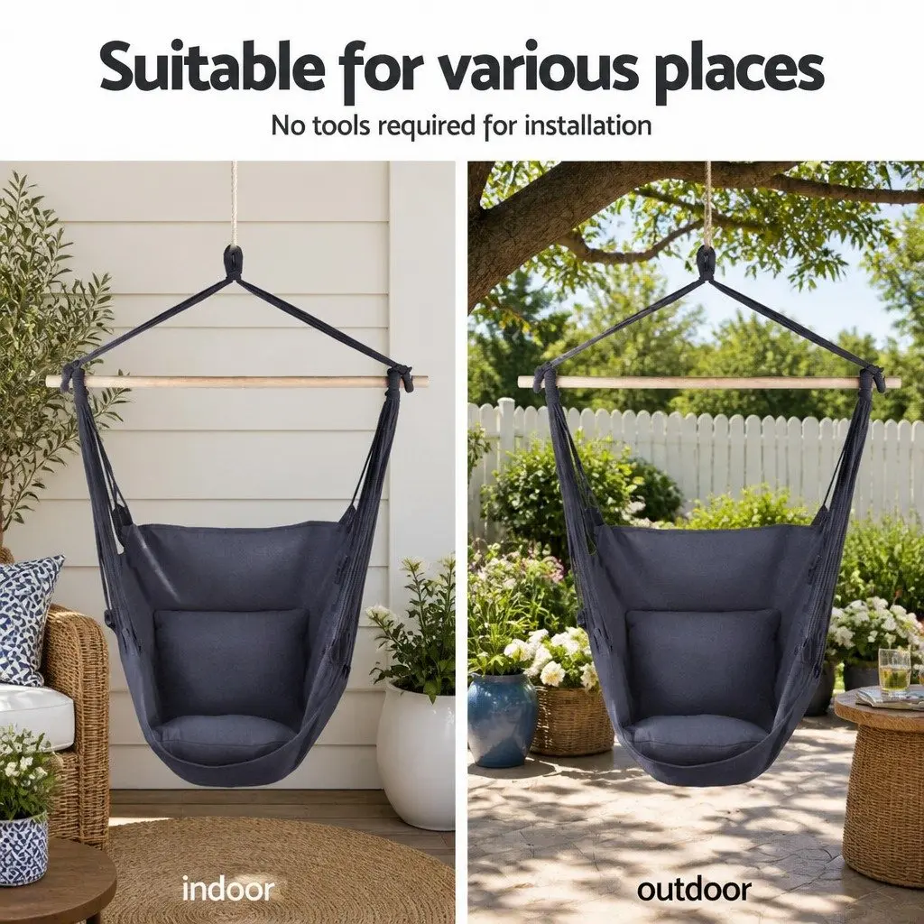 Hammock Chair with Stand A-Frame Heavy Duty Steel 100cm x 45cm x 145cm