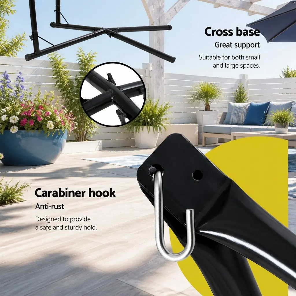 Hammock Chair Outdoor Camping Hanging with Steel Stand Rainbow 100cm Indoor
