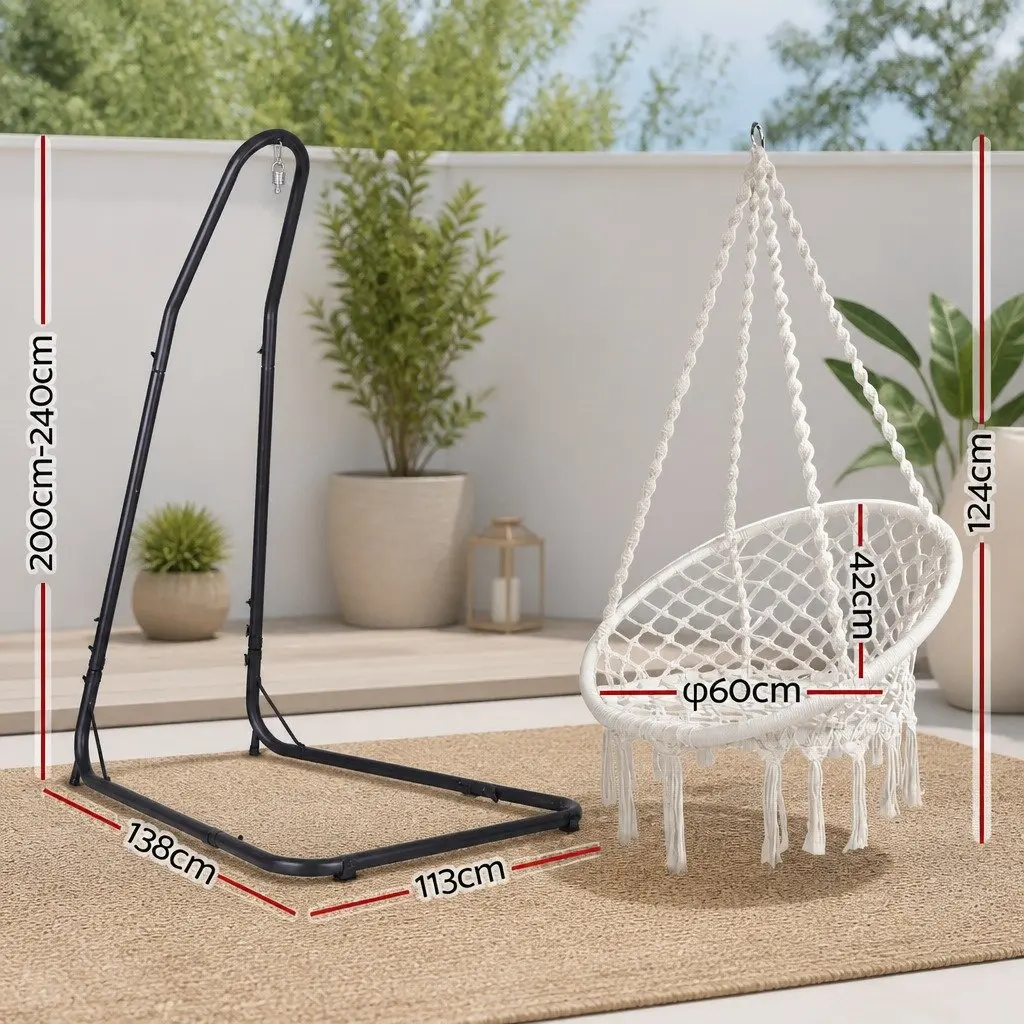 Hammock Hanging Chair with Steel Stand Indoor Outdoor Relaxation 60cm Seat Diameter