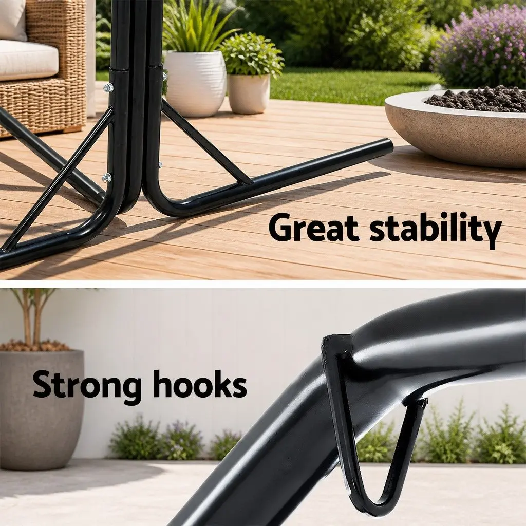 Outdoor Hammock Chair with Stand Cotton Swing Relax Hanging Cream 124CM