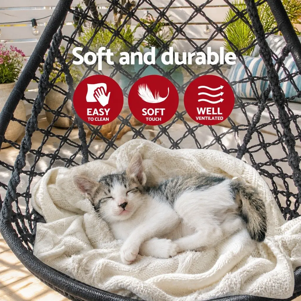 Hammock Chair Macrame Cotton Grey Indoor Outdoor Relaxation Swing 60cm
