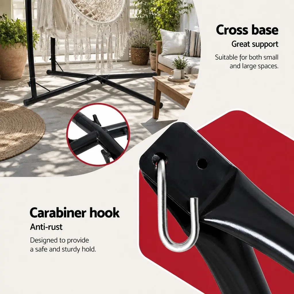 Hammock Chair with Steel Stand Cream 150 x 90cm
