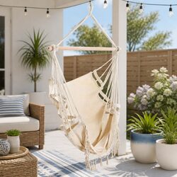 Hanging Hammock Chair Outdoor Swing Relaxation Seat Cream Patio Garden Furniture