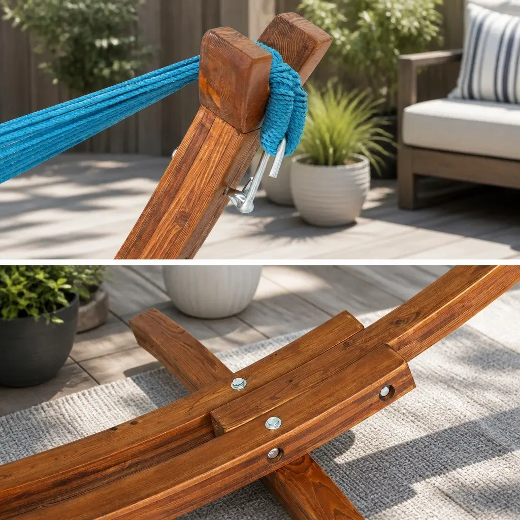Hammock Bed Wooden Stand Outdoor Relaxation 2-Person 330cm x 138cm