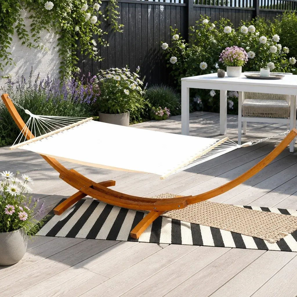 Hammock Bed Outdoor Timber Stand Frame 2-Person