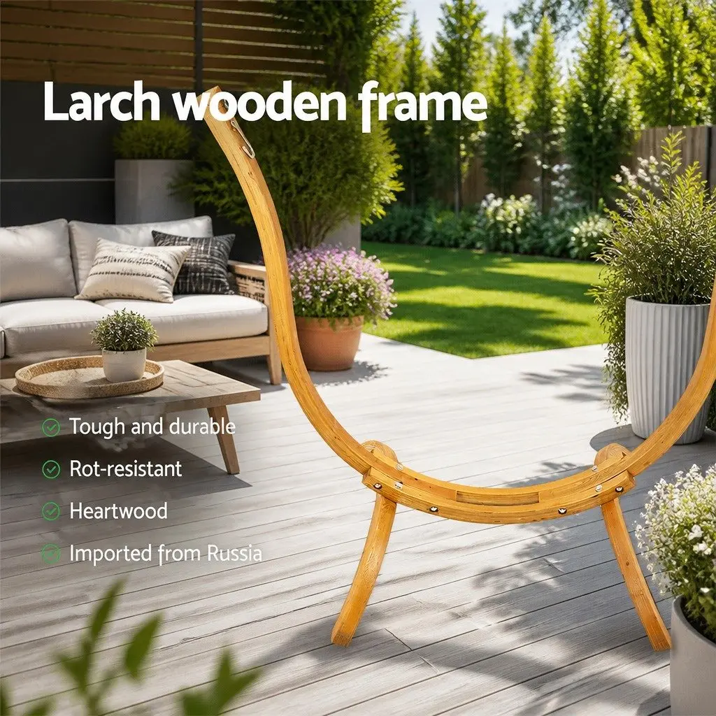 Hammock Chair Outdoor Indoor Relaxation Furniture Curved Wooden Frame Rainbow