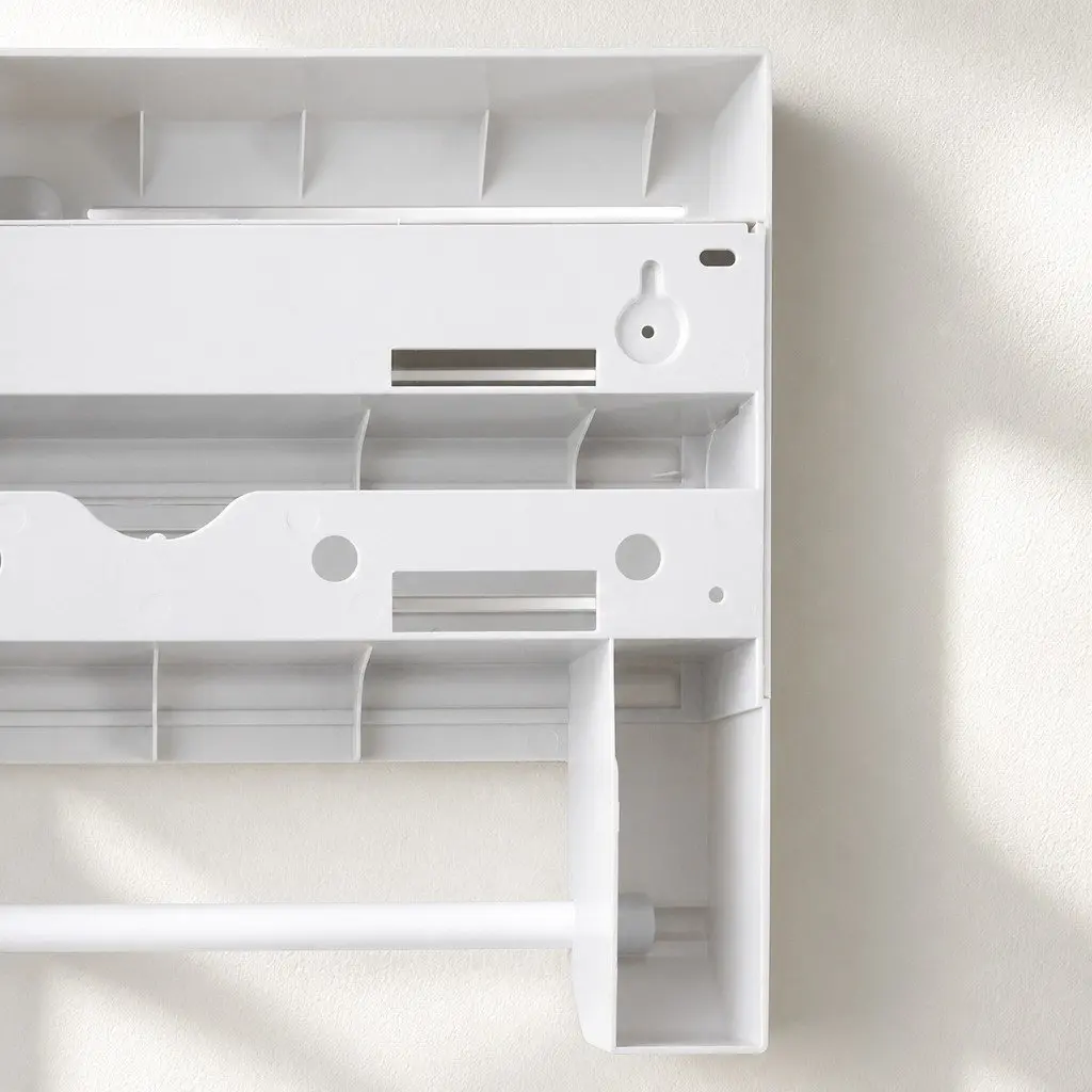 Wall Mounted Kitchen Rack Paper Towel Holder Foil Plastic Wrap Dispenser