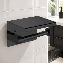 Toilet Paper Holder Wall Mount Roll Dispenser Bathroom Storage Black Tissue Rack