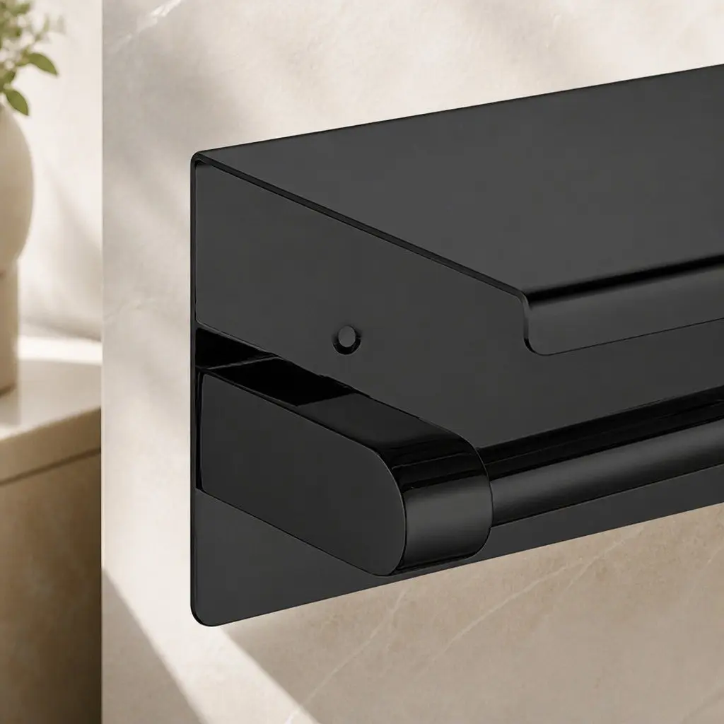 Toilet Paper Holder Wall Mount Black 14cm x 10cm x 10cm