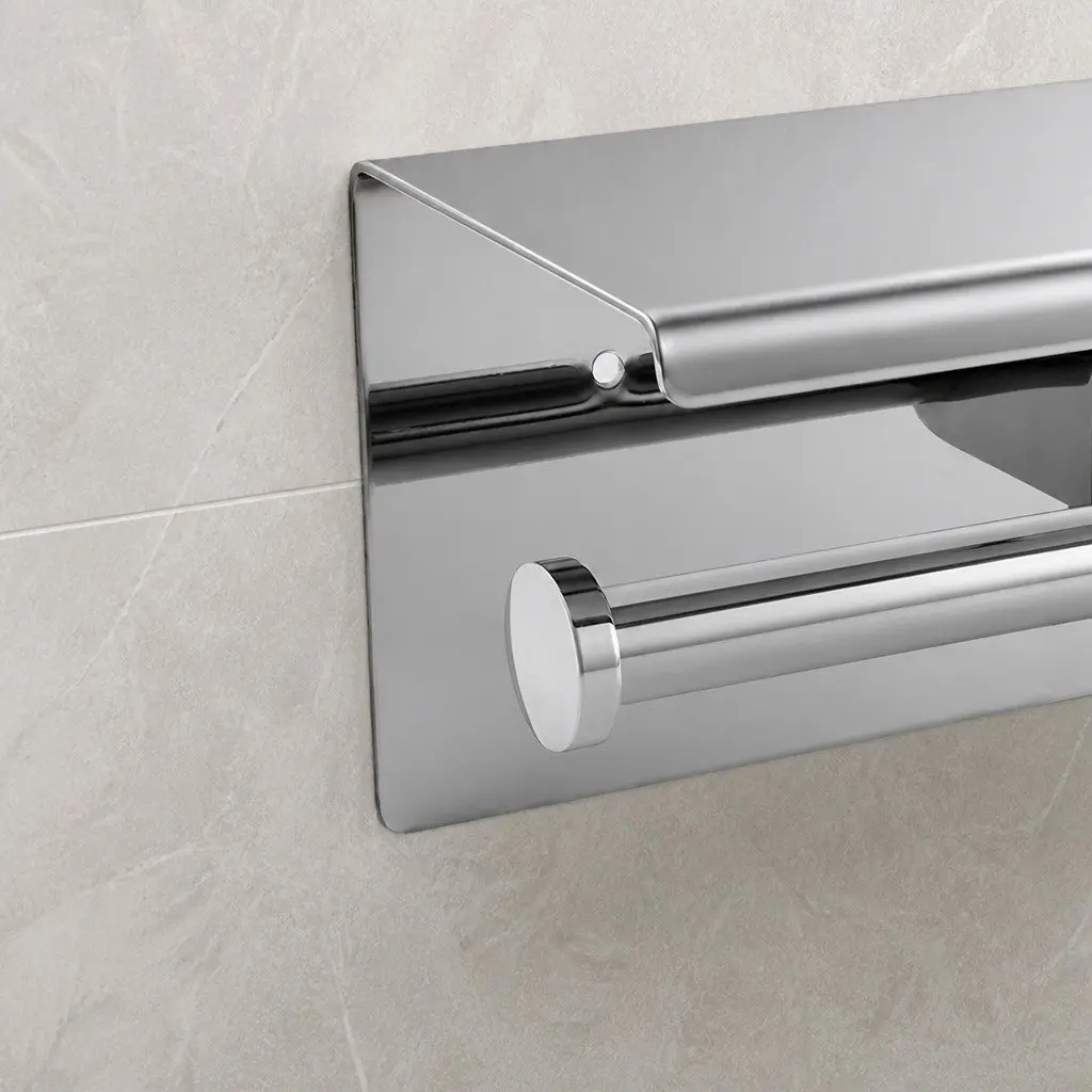 Toilet Paper Holder Double Roll Wall Mount Stainless Steel 26cm L x 11.5cm W x 11.5cm H