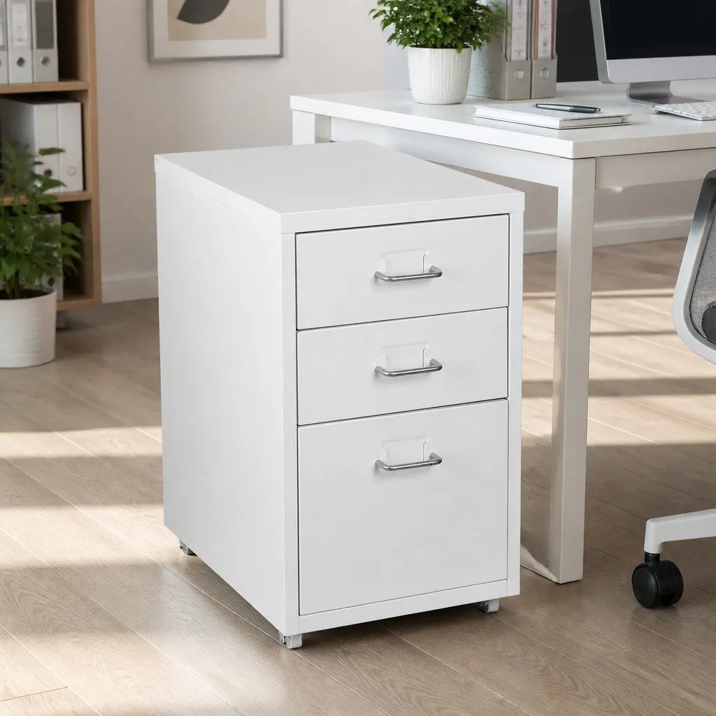 Filing Cabinet Steel Frame 3 Drawer Compact Office Storage Organizer