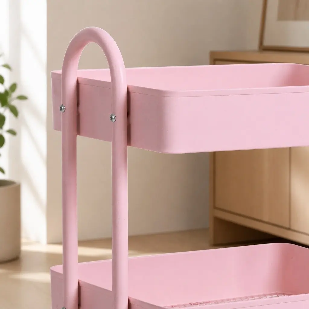 3-Tier Kitchen Trolley Cart Storage Organiser Mobile Wheels Compact Portable
