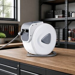 Air Hose Reel 20m Retractable Auto Rewind Wall Mount Swivel Compressor Garage