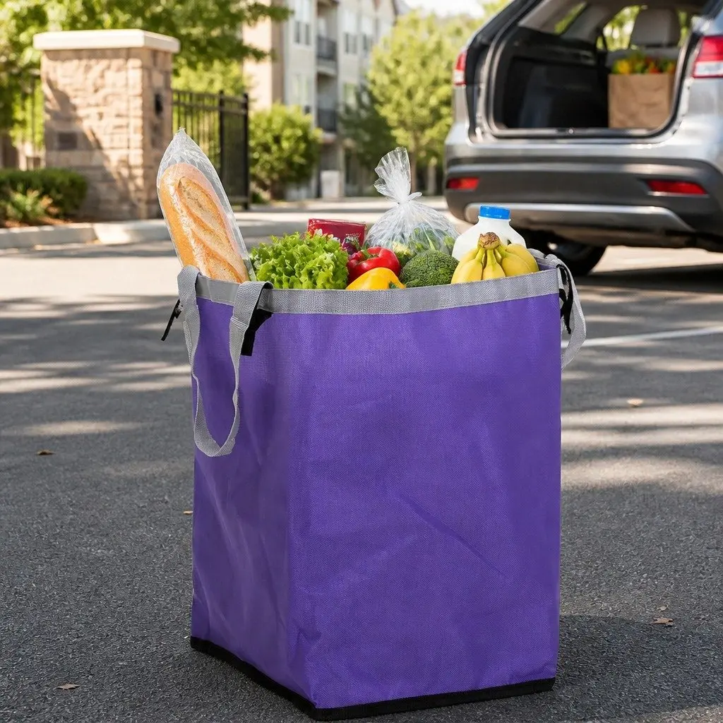 Foldable Shopping Cart Trolley with Stair Climbing Wheels Grocery Basket Storage