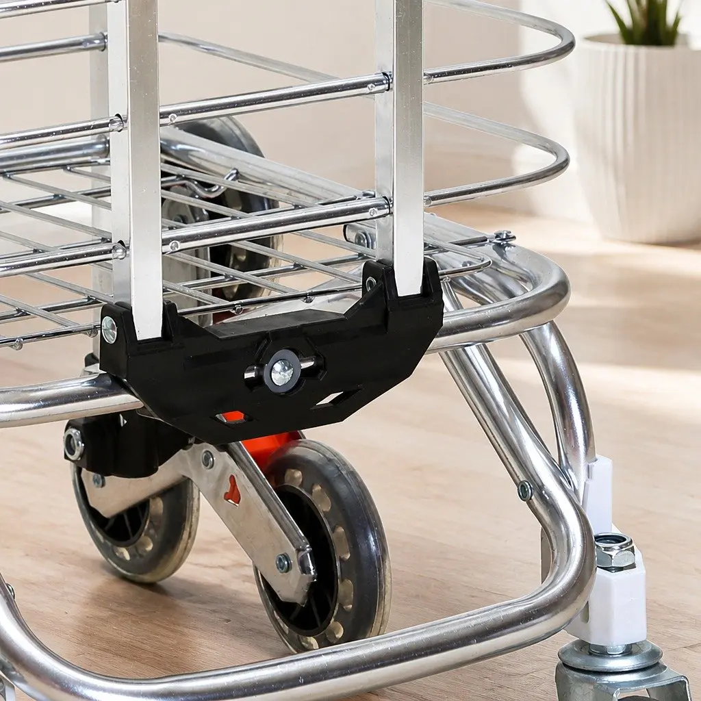 Foldable Shopping Cart Trolley with Stair Climbing Wheels Grocery Basket Storage