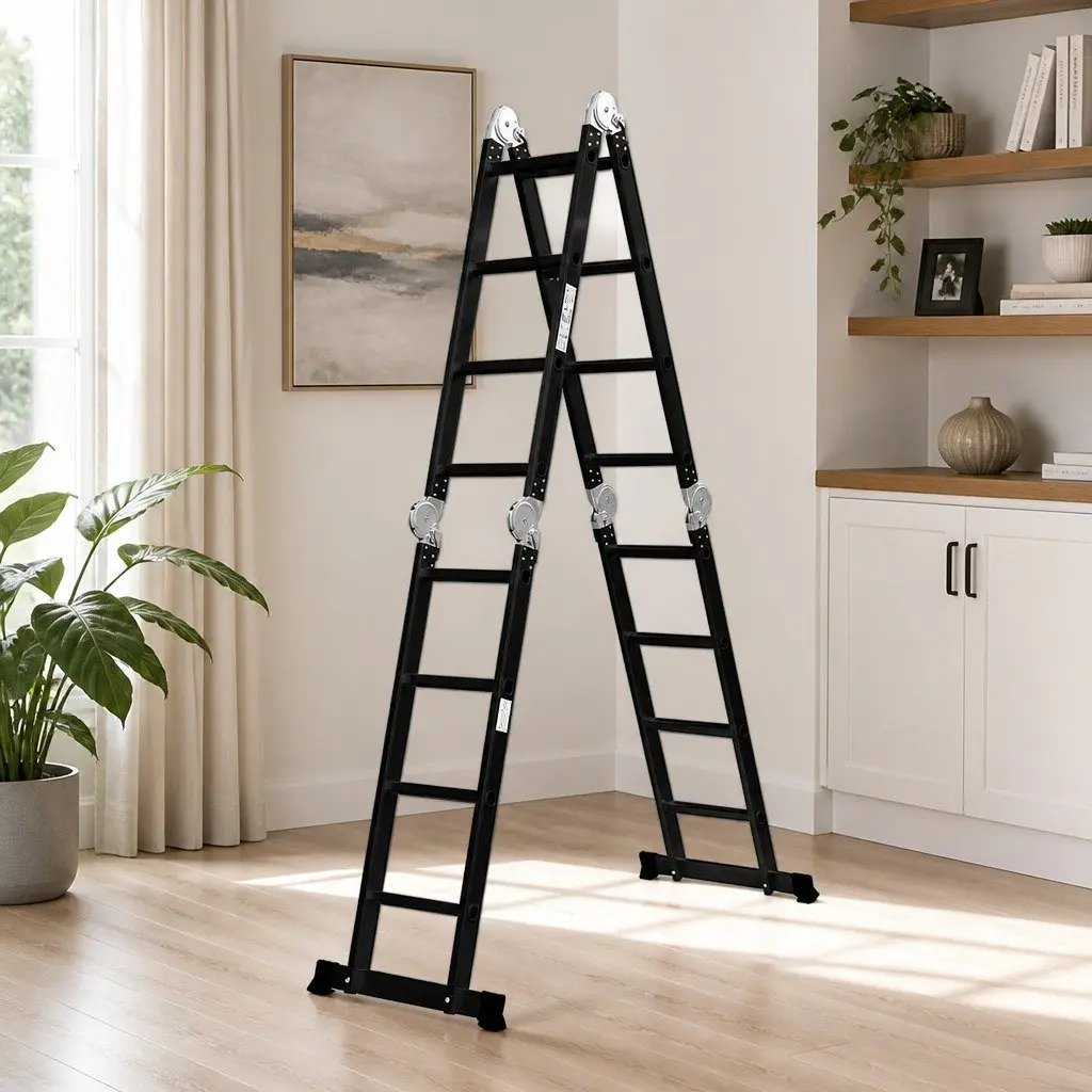 Multi-Purpose Folding Ladder 4.7M Heavy Duty Aluminium with Non-Slip Rungs