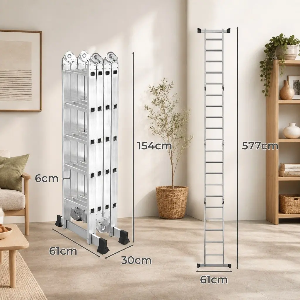Multi-Purpose Folding Ladder Aluminium Heavy-Duty 150kg Load Capacity Home