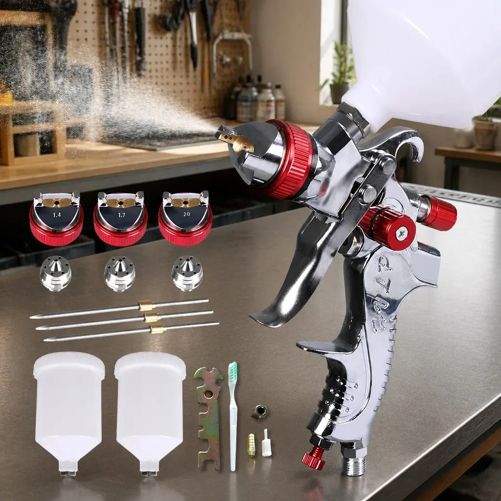 HVLP Spray Gun Kit Professional Paint Sprayer Adjustable Fluid Pattern Air