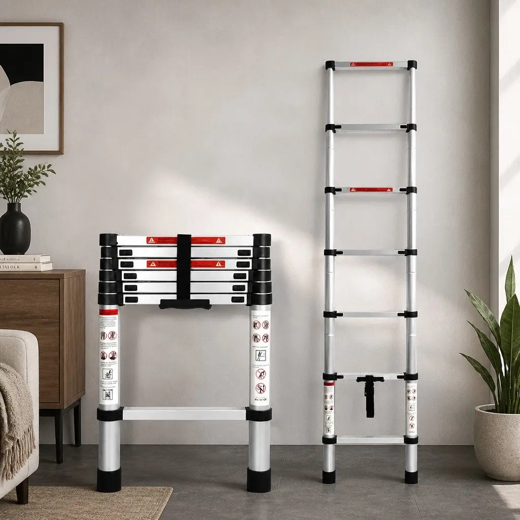 Telescopic Ladder 2M Multipurpose Aluminium Extendable Collapsible Step Ladder