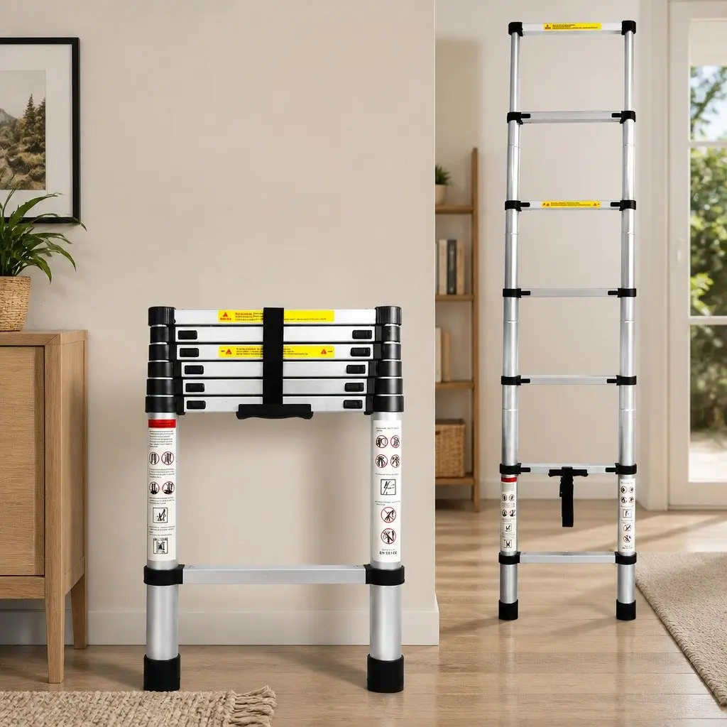 Telescopic Ladder 2M Multipurpose Aluminium Extendable Collapsible Step Ladder