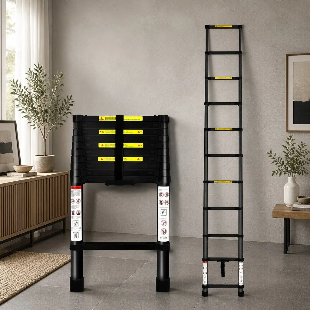 Telescopic Ladder 3.2M Aluminium Extendable Portable Multi-Purpose Home Garden