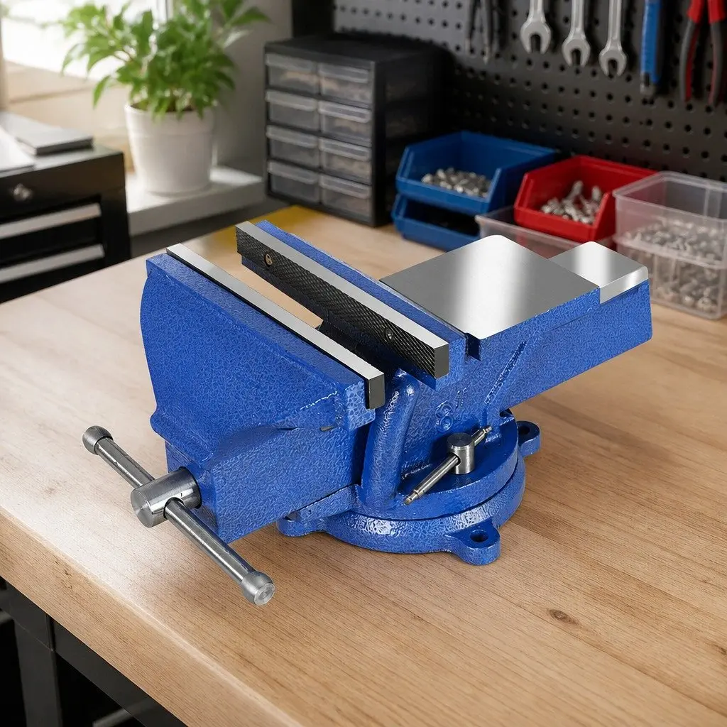 Bench Vice Anvil 200mm Swivel Base Cast Iron Clamping Woodworking Workshop Tool