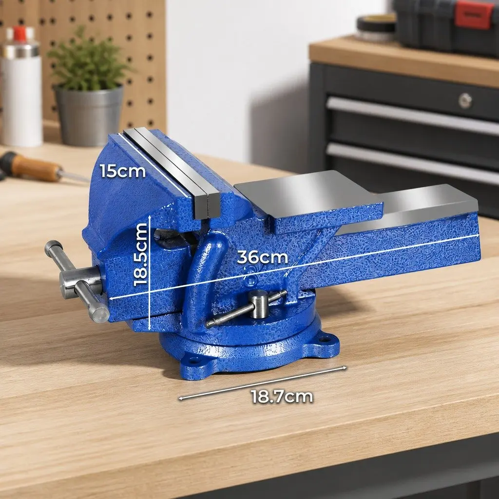 Bench Vice Anvil 200mm Swivel Base Cast Iron Clamping Woodworking Workshop Tool