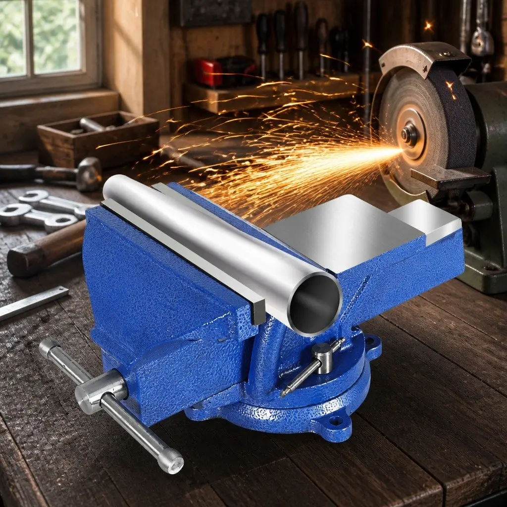 Bench Vice Anvil 200mm Swivel Base Cast Iron Clamping Woodworking Workshop Tool