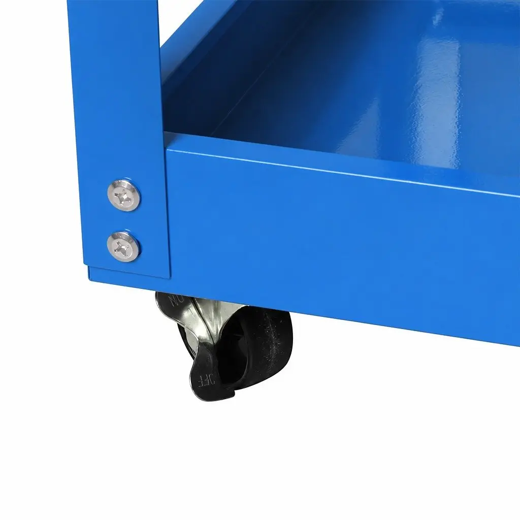 Tool Cart Trolley Blue with 3 Storage Trays Castor Wheels 79cm x 36cm x 73cm