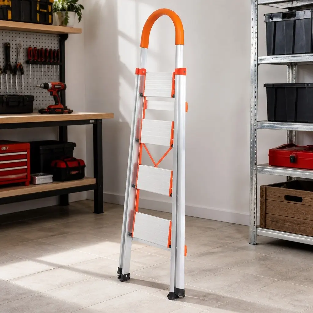 Folding Step Ladder Single-Sided Aluminium Portable 4 Step 150kg Load Capacity