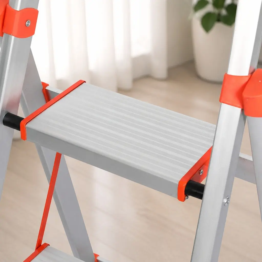 Folding Step Ladder Single-Sided Aluminium Portable 4 Step 150kg Load Capacity