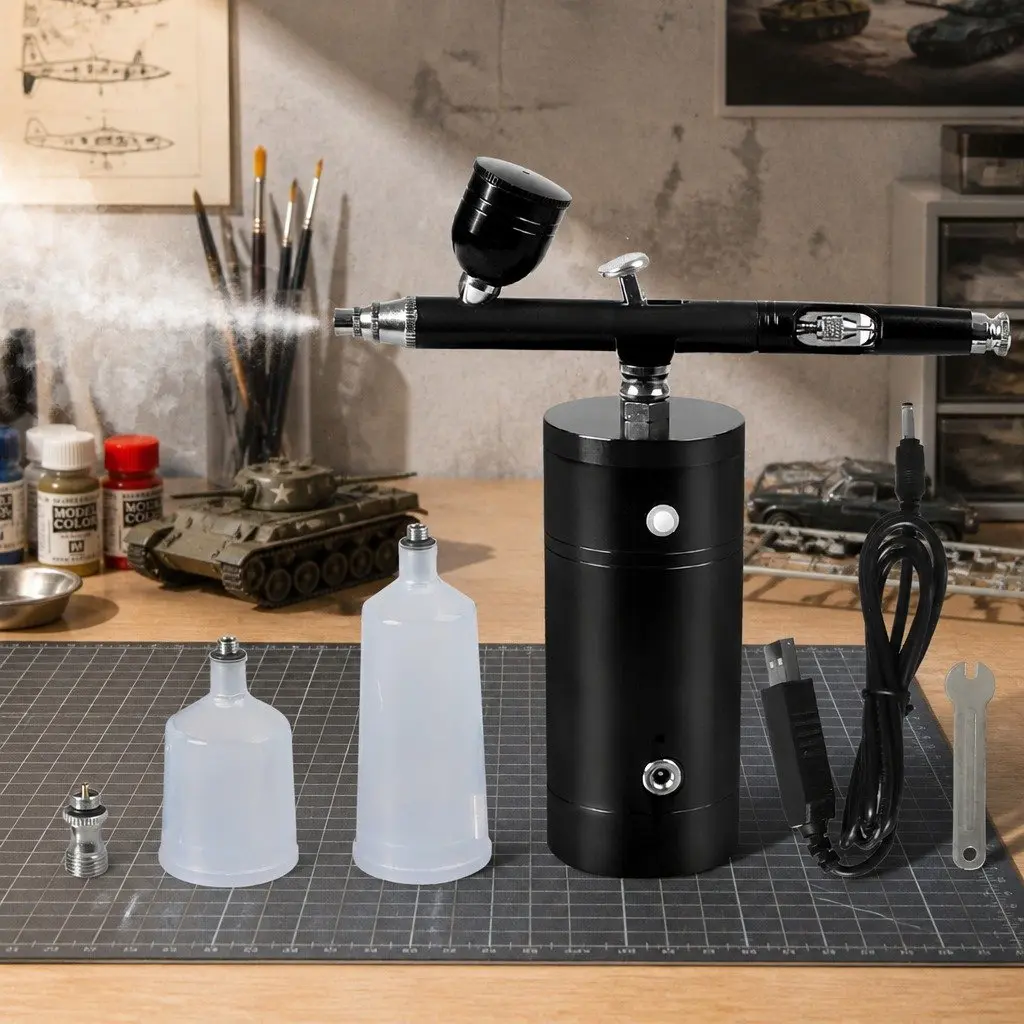 Airbrush Kit Cordless Handheld 3mm Nozzle Portable USB Charging