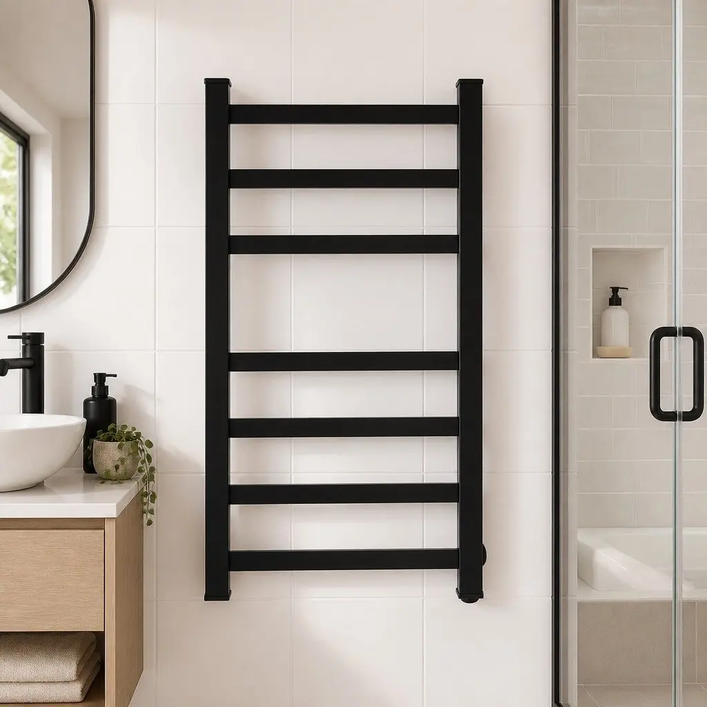 Heated Towel Rail Warmer 7 Bar Wall Mounted Electric Rack Bathroom Drying