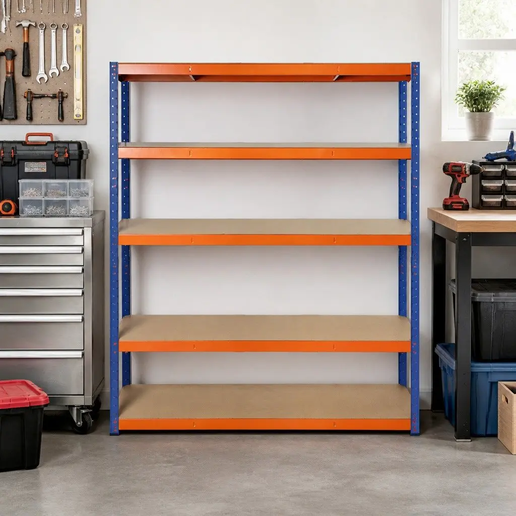 5-Tier Metal Storage Shelving Rack Heavy Duty Adjustable Black 180cm H x 120cm W x 40cm D
