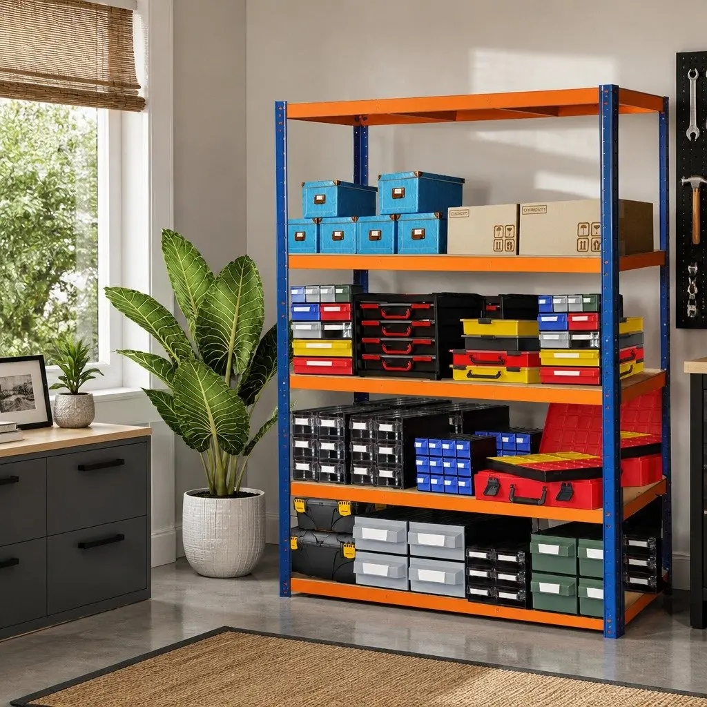 5-Tier Metal Storage Shelving Rack Heavy Duty Adjustable Black 180cm H x 120cm W x 40cm D