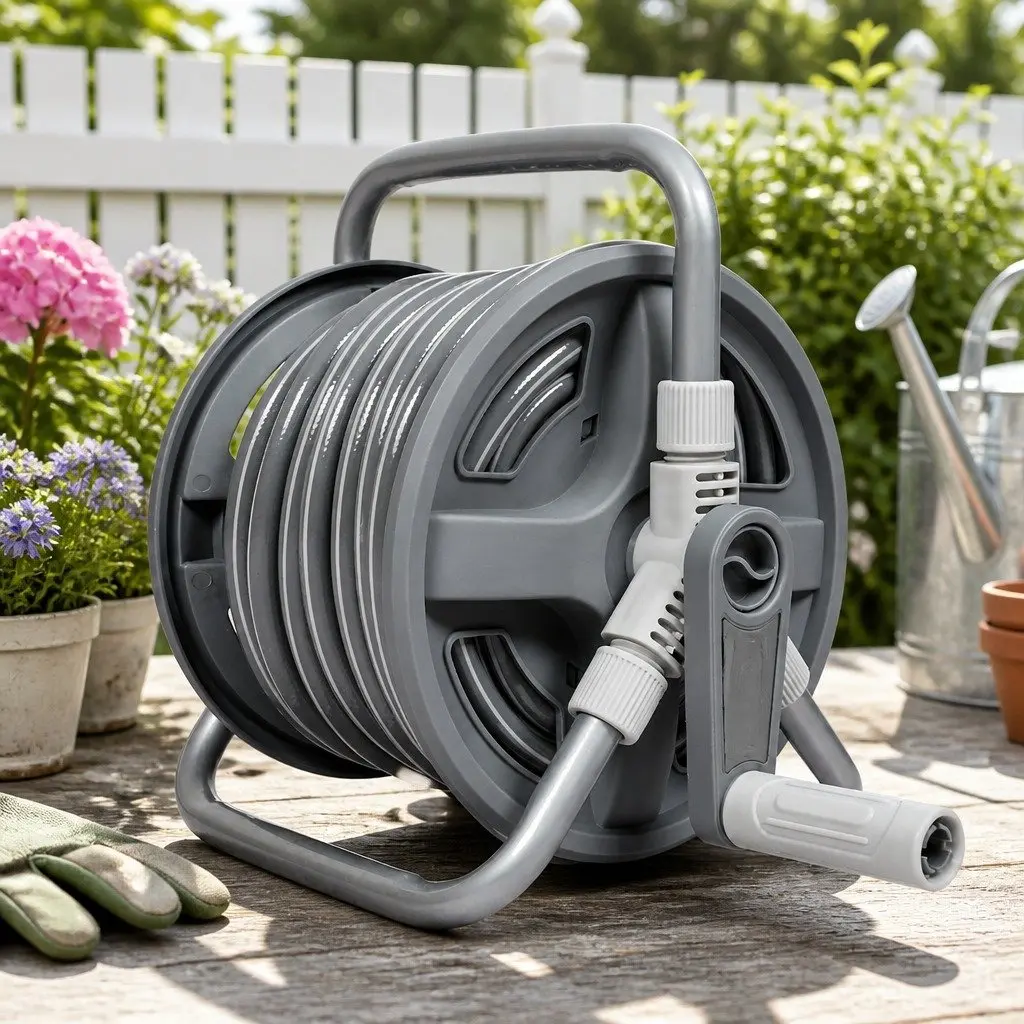 Portable Garden Hose Reel Retractable 1/2 Inch 20M for Watering and Cleaning