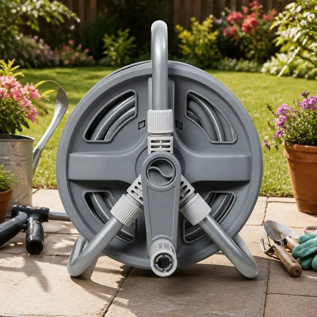 Portable Garden Hose Reel Retractable 1/2 Inch 20M for Watering and Cleaning