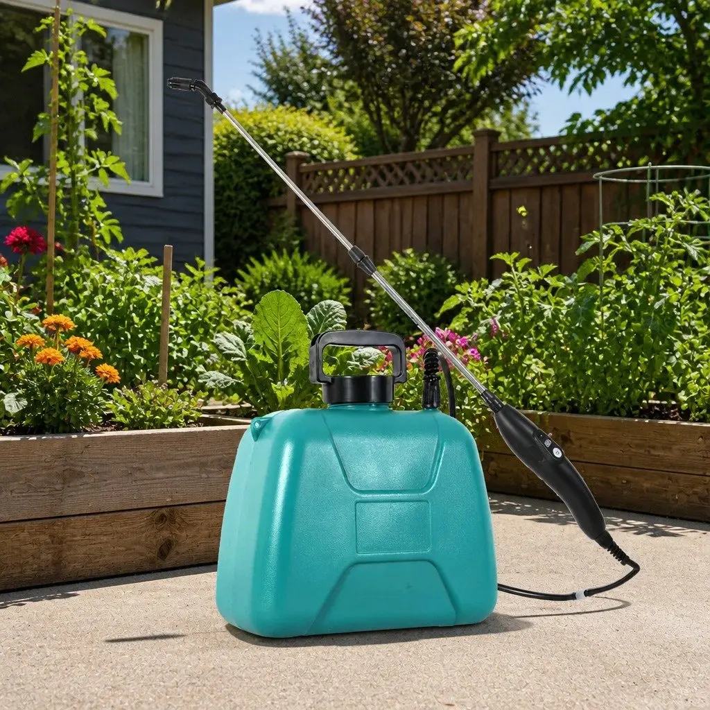 8L Electric Garden Sprayer With 3 Interchangeable Nozzles Telescopic Rod