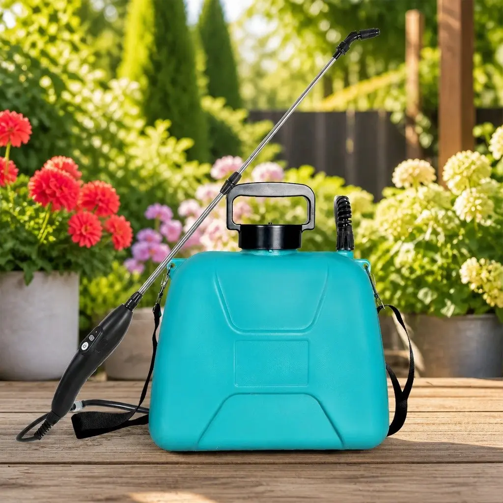 8L Electric Garden Sprayer With 3 Interchangeable Nozzles Telescopic Rod