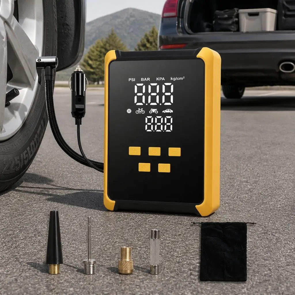 12V Portable Tire Inflator 150PSI Car Bicycle Motorcycle Air Compressor LED
