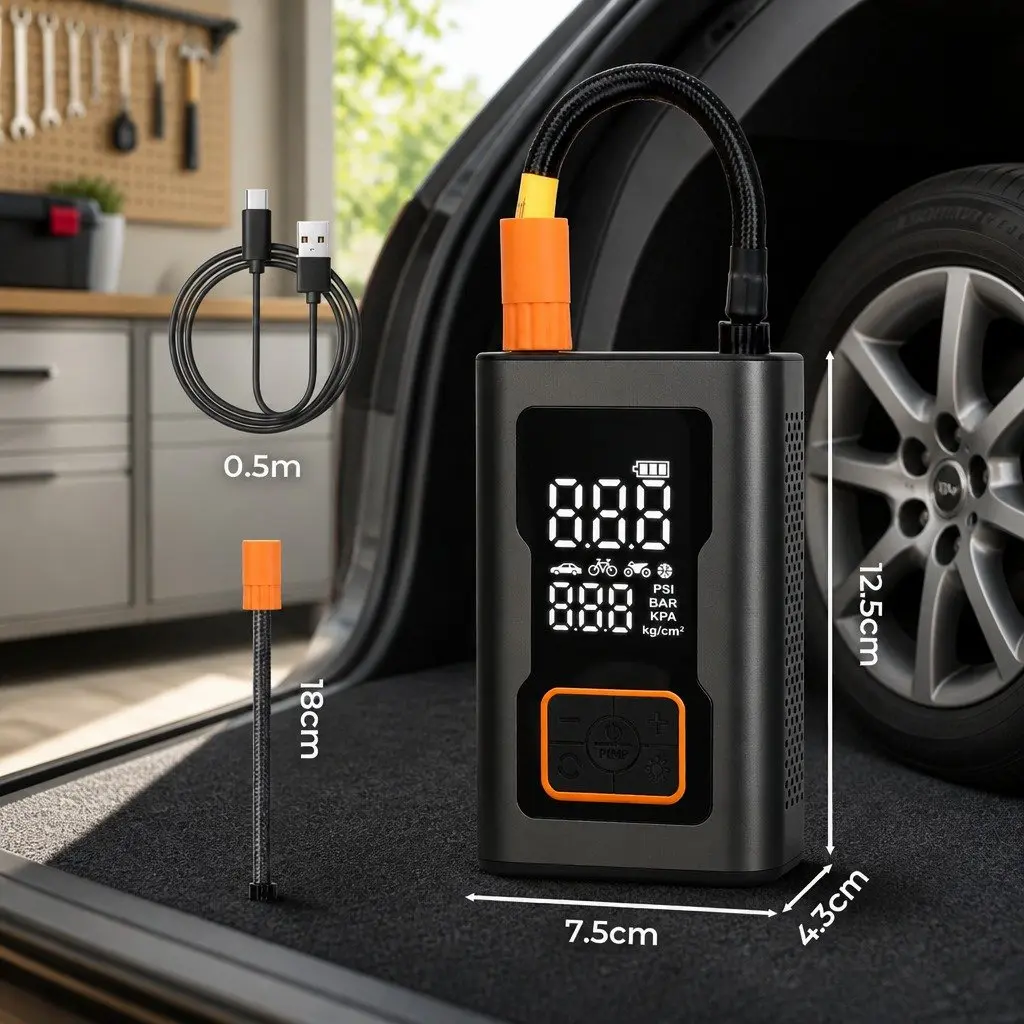 Portable Tire Inflator 150PSI Cordless Electric Pump Compact Lightweight