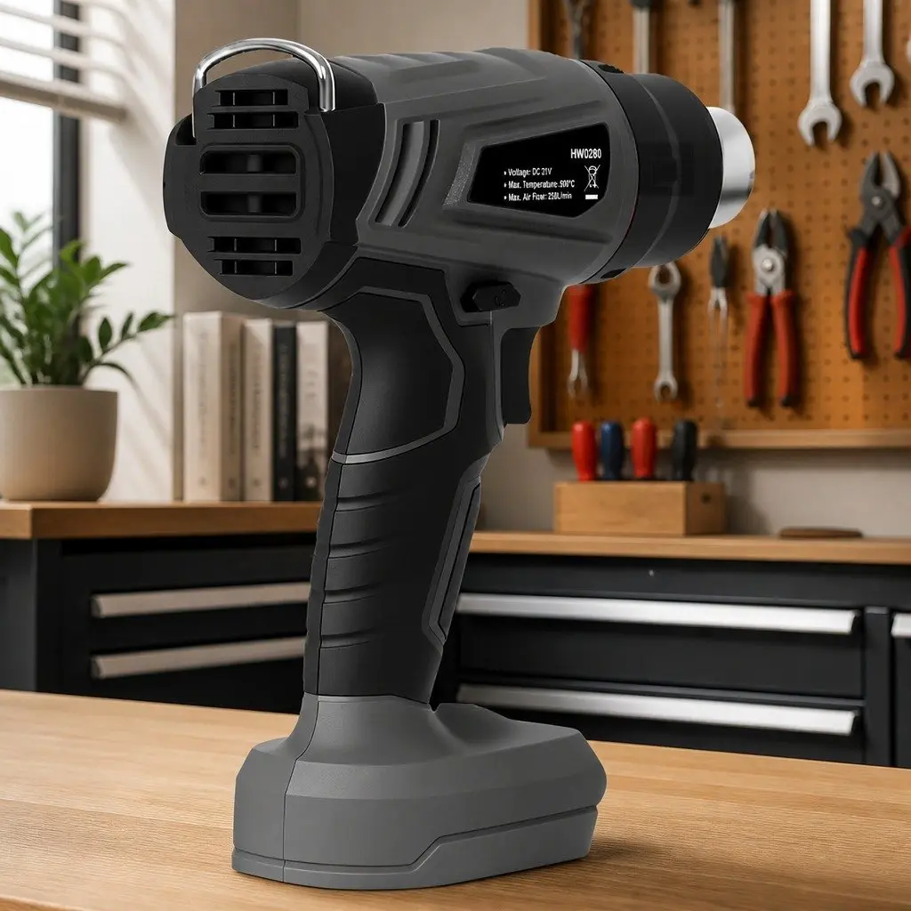 Cordless Heat Gun Rapid Heat-Up 21V 500°C Turbo Air Flow 5 Nozzles