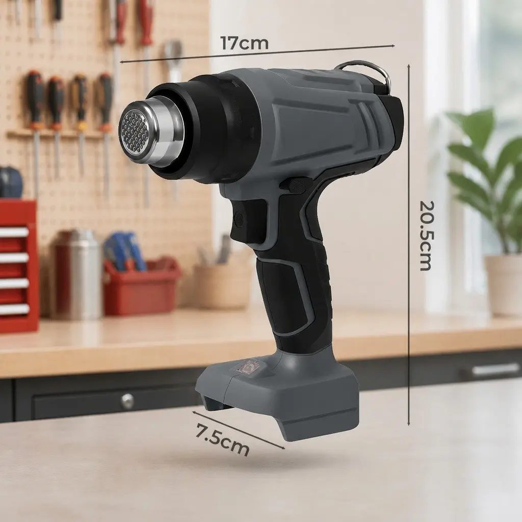 Cordless Heat Gun Rapid Heat-Up 21V 500°C Turbo Air Flow 5 Nozzles