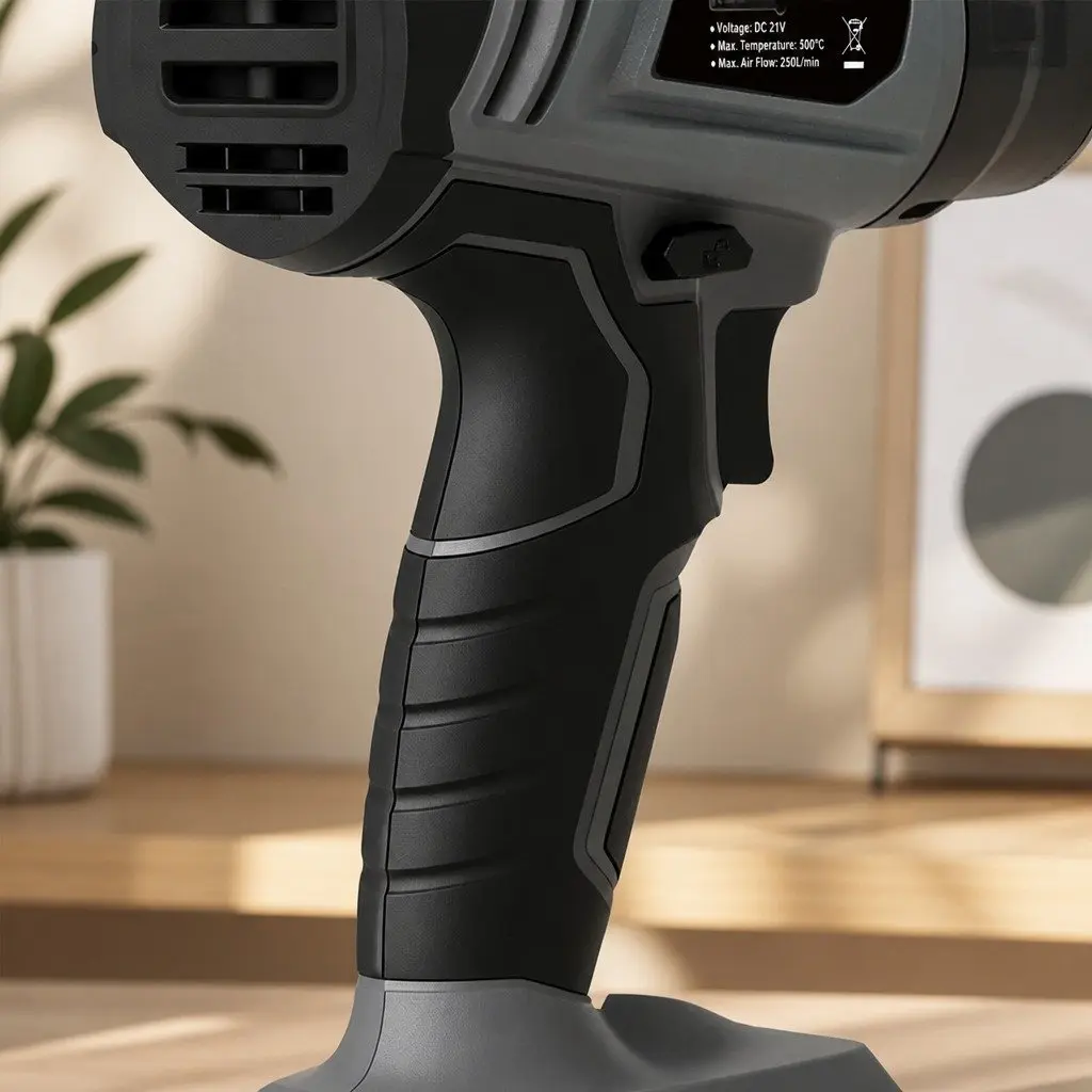 Cordless Heat Gun Rapid Heat-Up 21V 500°C Turbo Air Flow 5 Nozzles