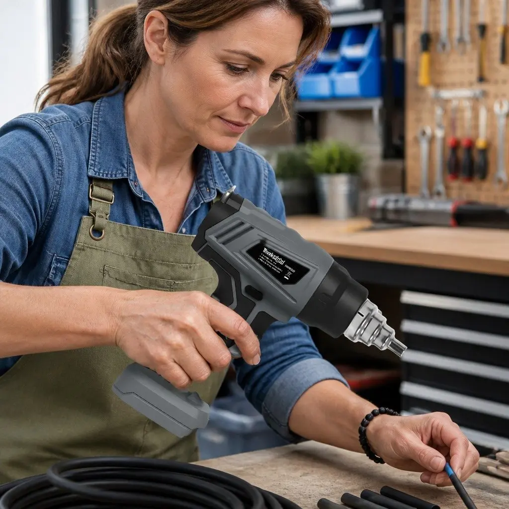 Cordless Heat Gun Rapid Heat-Up 21V 500°C Turbo Air Flow 5 Nozzles