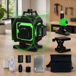 16 Line Green Laser Level 4D Self Leveling 360° Rotating Remote Tripod Stand