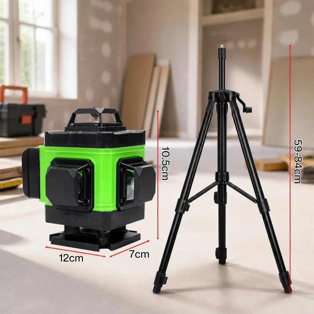 16 Line Green Laser Level Self Leveling 360° Rotary Tool with Adjustable Tripod
