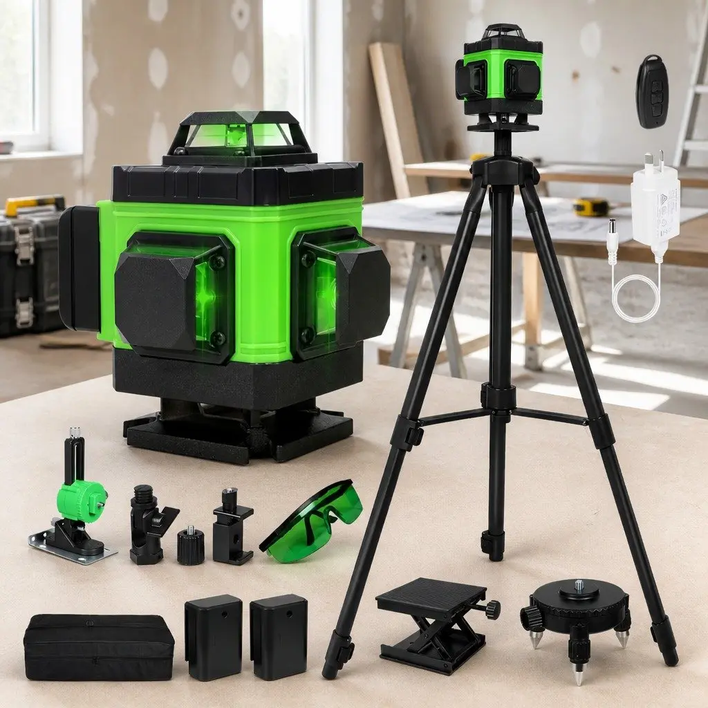 16 Line Green Laser Level Self Leveling 360° Rotary Tool with Adjustable Tripod