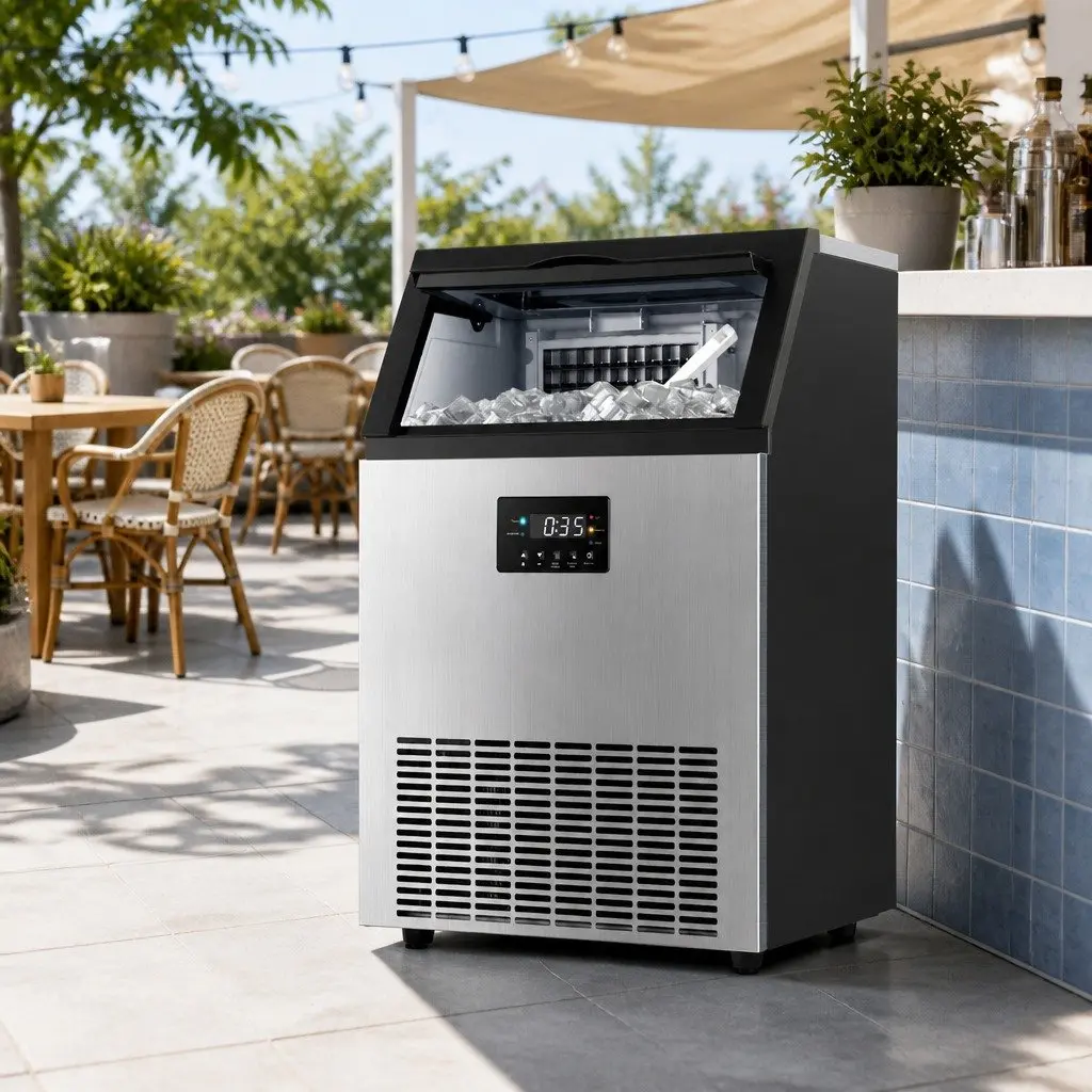 Commercial Ice Maker Machine 45kg Daily Capacity Cube Production LED Control